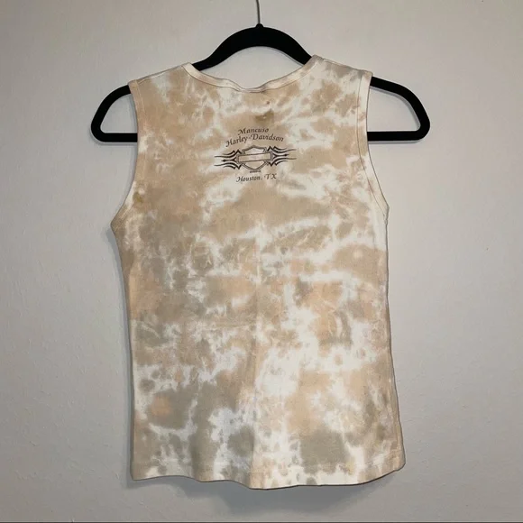 Harley-Davidson Womens Beige‎ Green Orange Tie-die Tank Top Size M - Picture 2 of 7